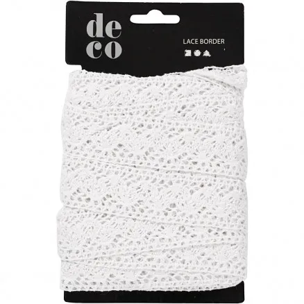 Lace, W: 30 mm, white, 10m